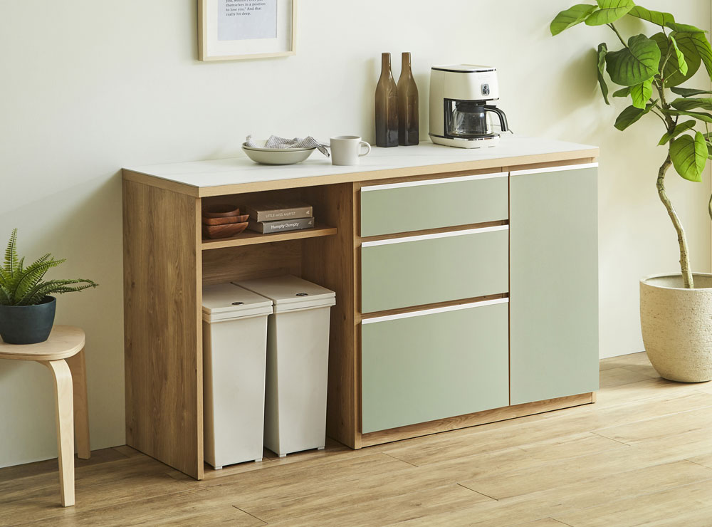 ナチュラルグリーンダストタイプ くすみのある優しいグリーンと温かみある木目が北欧モダンやナチュラルカントリーな雰囲気にぴったり