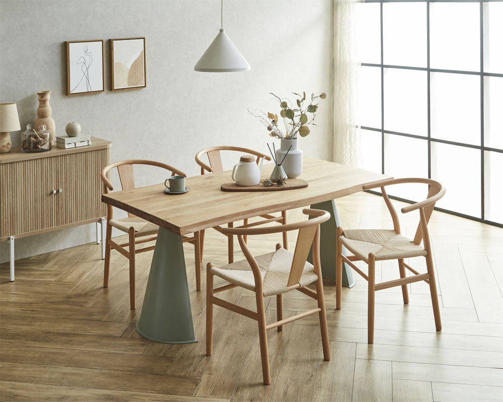 天然木一枚板風テーブル 幅160cm 無垢仕様