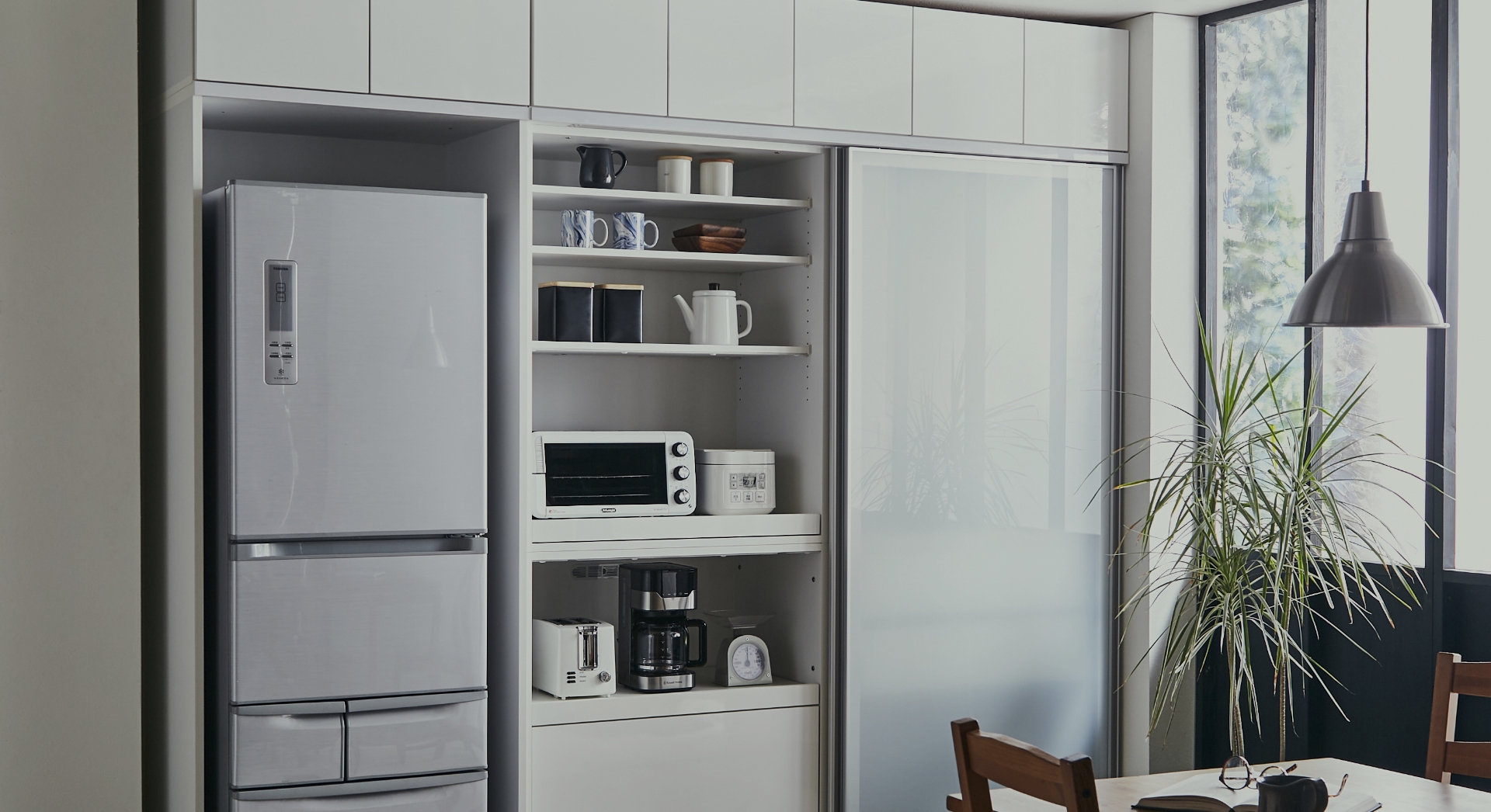 セミオーダーレンジボード(2枚戸)ウルトラビアンコ