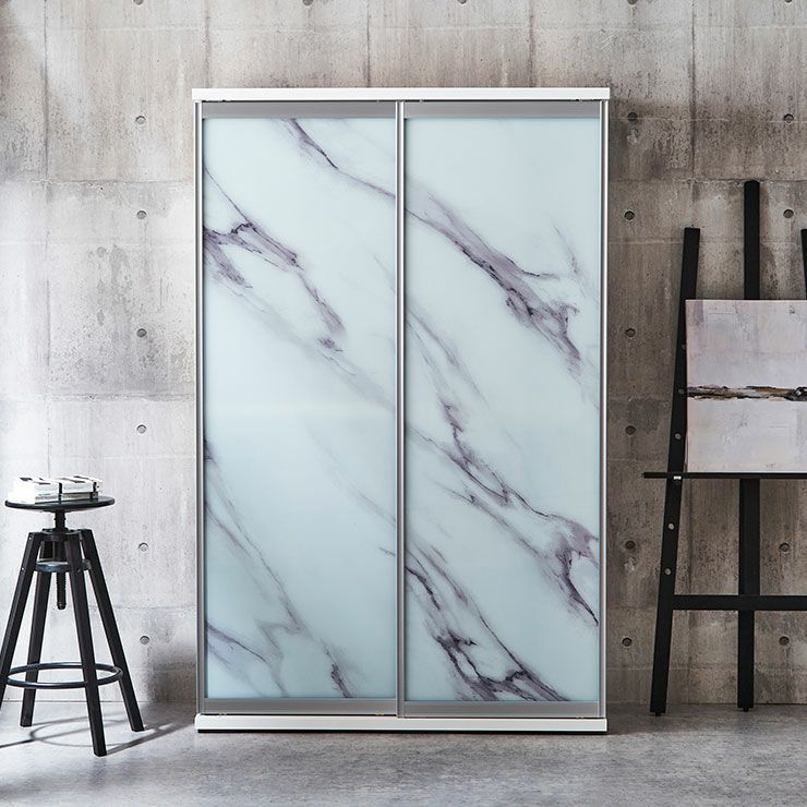 食器棚 ポエム ホワイト(扉枠シルバー)