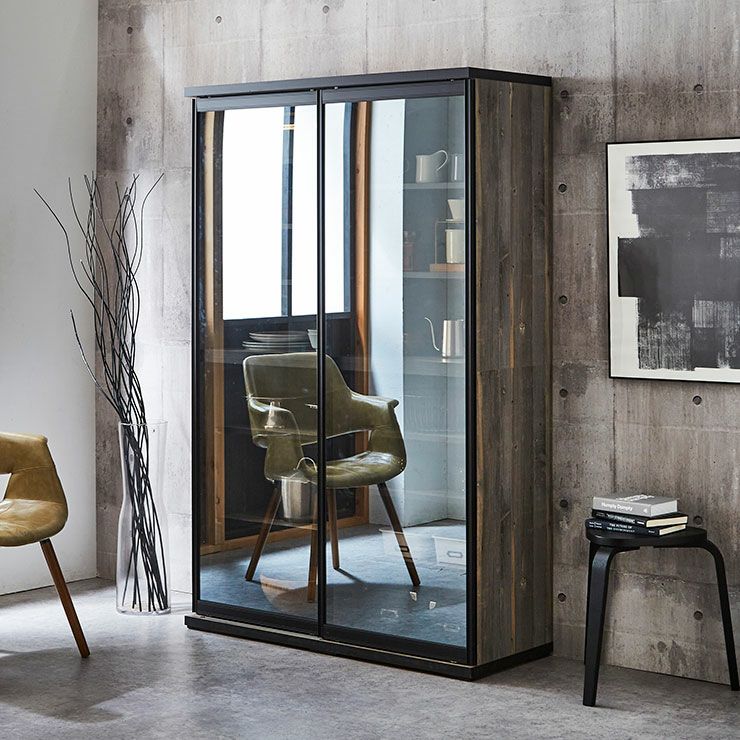 食器棚 ポエム ブルックリン(扉枠ブラック)