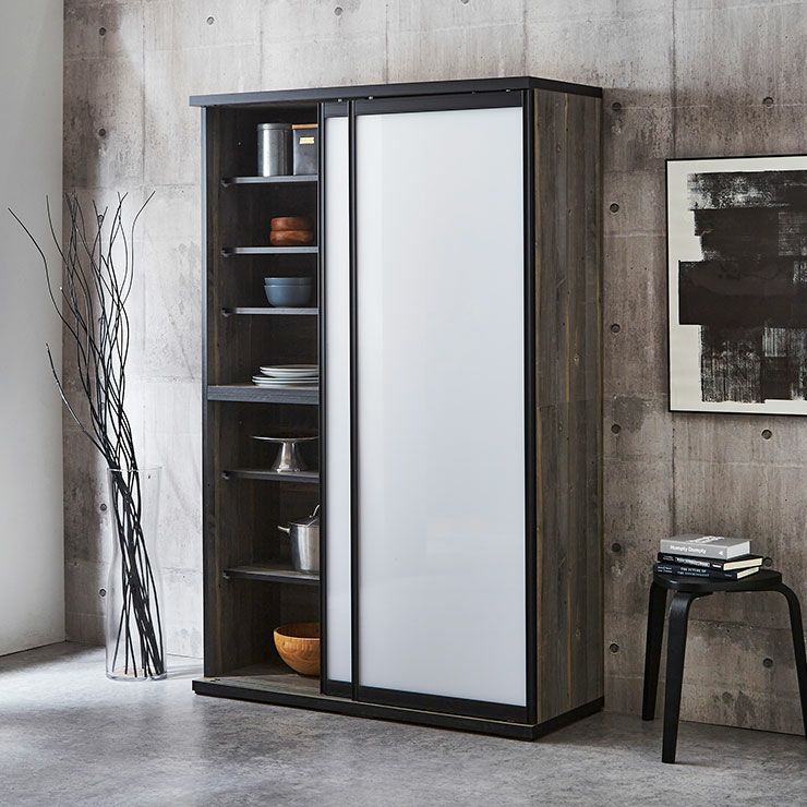 食器棚 ポエム ブルックリン(扉枠ブラック)