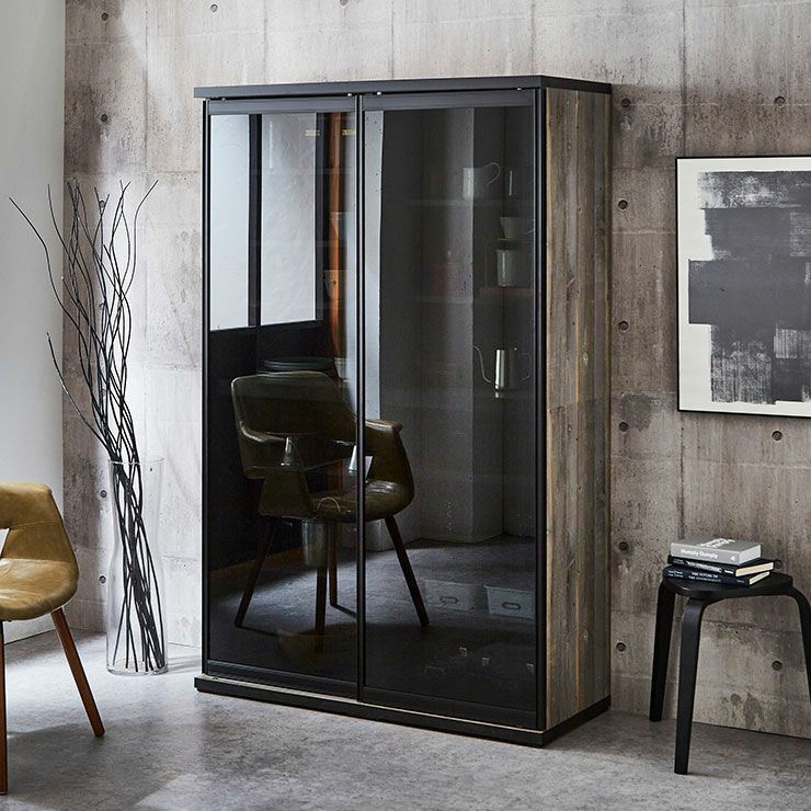 食器棚 ポエム ブルックリン(扉枠ブラック)