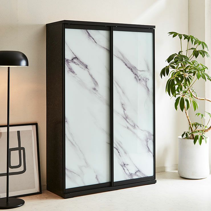 食器棚 ポエム ストーンブラック(扉枠ブラック)