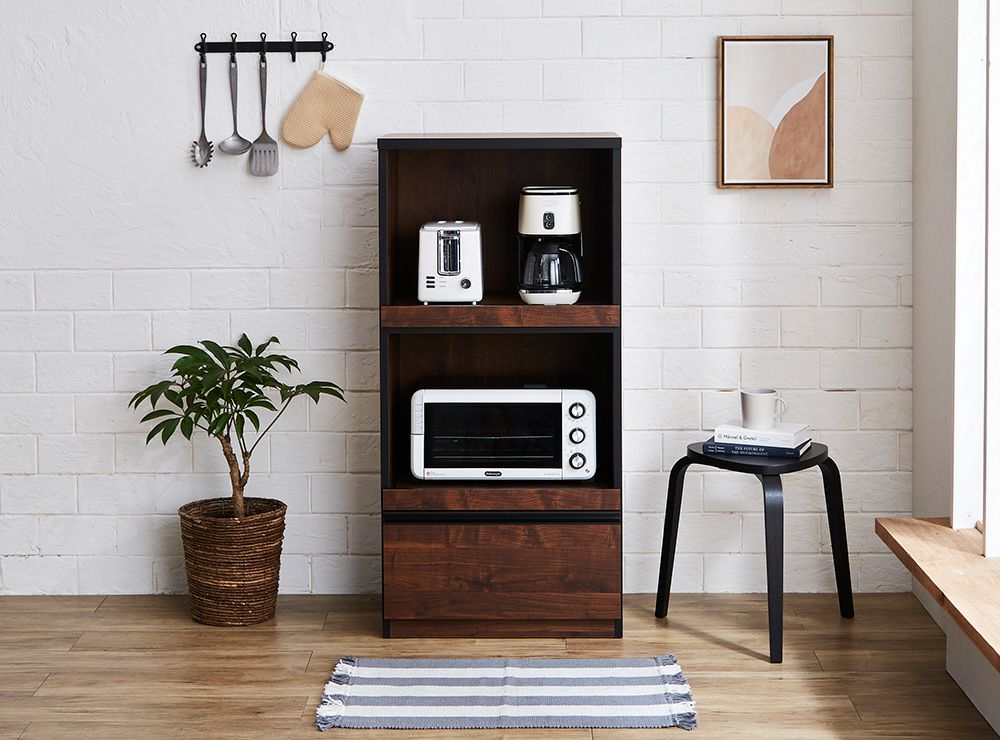 家電が3段置ける 省スペースにおすすめなコンパクトレンジ台 スイム