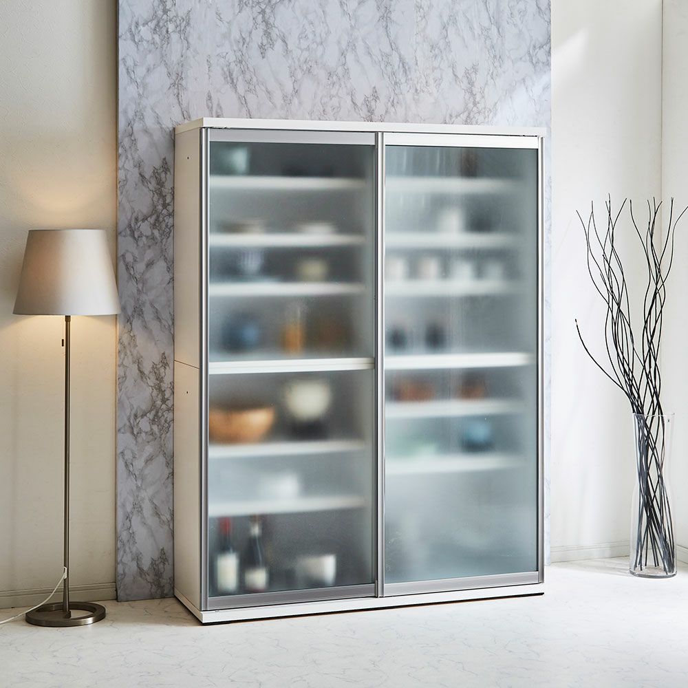 ホワイト本体・クリアガラス 幅133.5cm