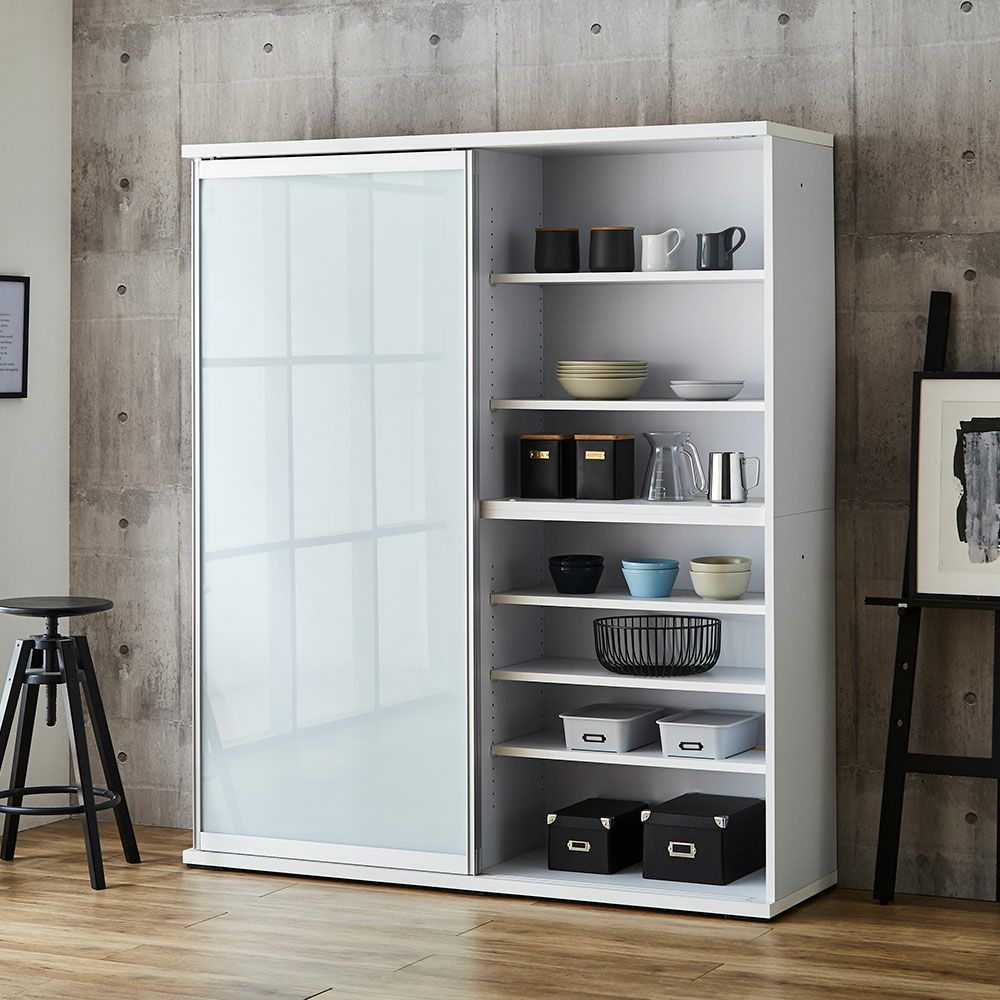 ホワイト本体・ミストガラス 幅153.5cm