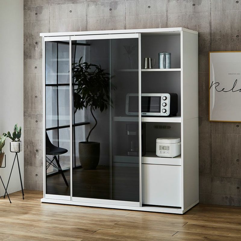 ホワイト本体・ミストガラス 幅153.5cm