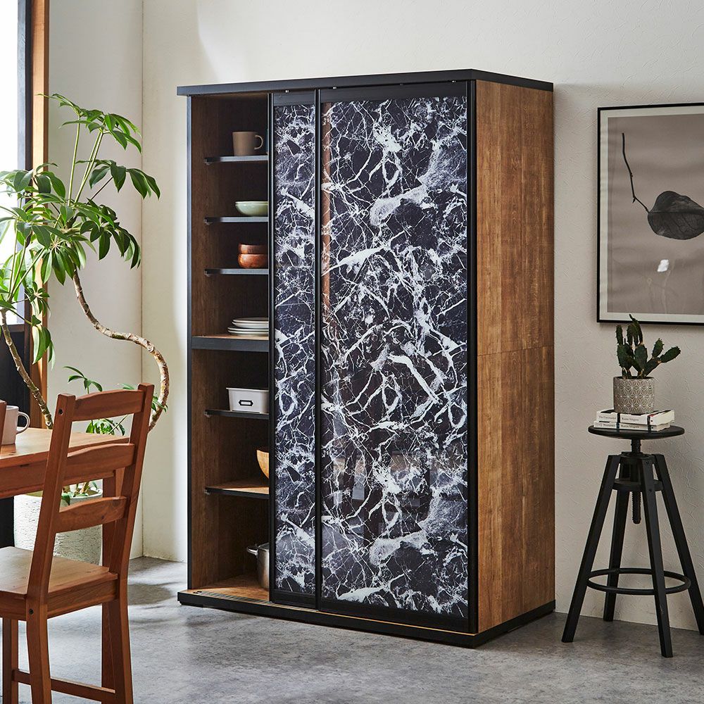 ストーンホワイト本体・ストーンブラックガラス 幅113.5cm