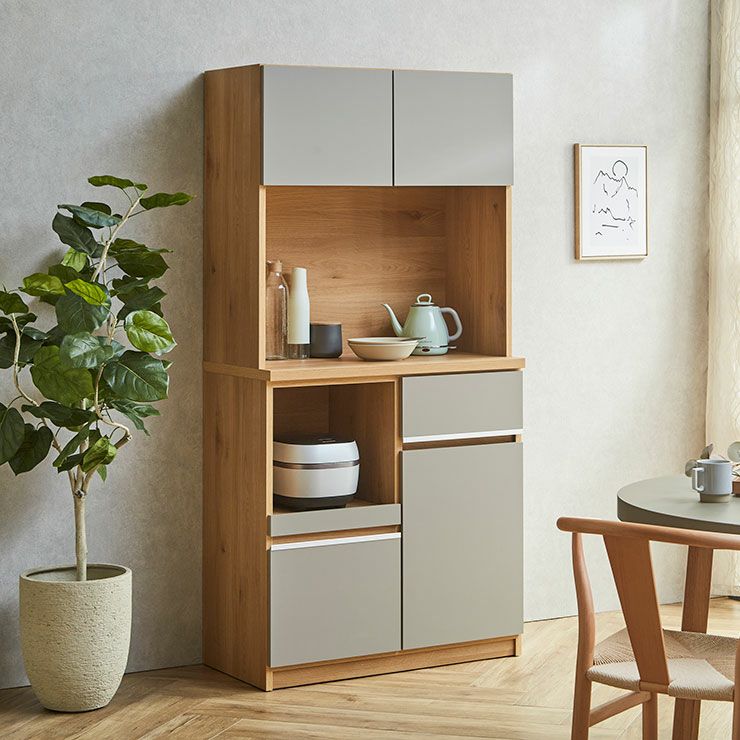 コストパフォーマンス当店No.1 食器棚 ナポリ 幅88.8cm ハイタイプ