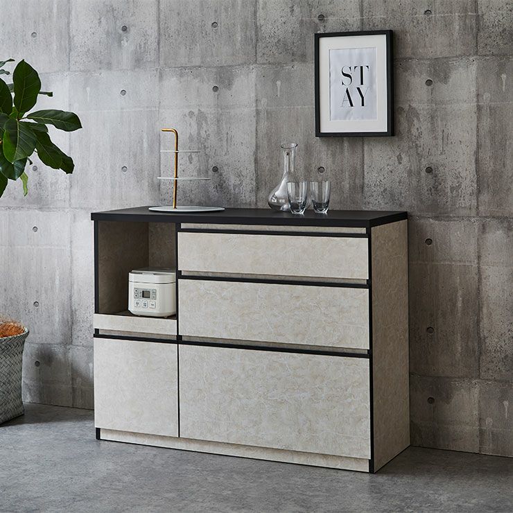 こだわりカラーで見た目上品なのに収納力抜群 ロータイプ食器棚