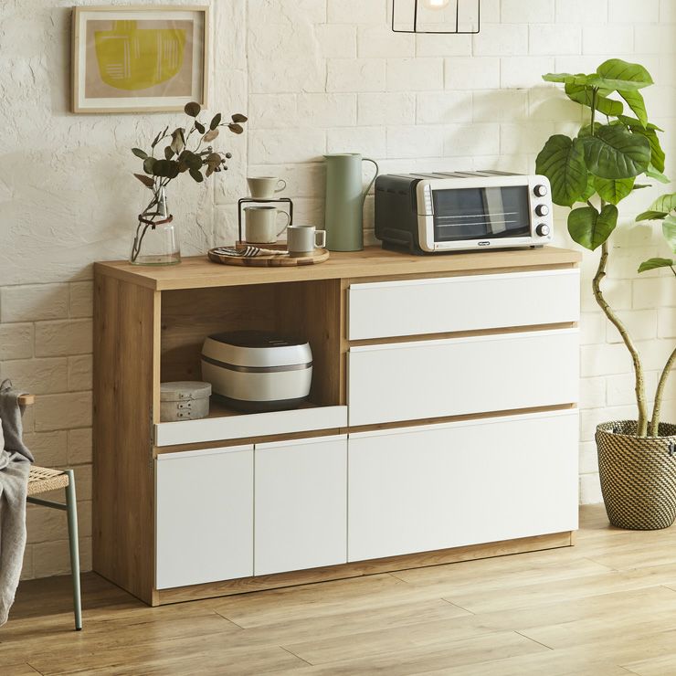 こだわりカラーで見た目上品なのに収納力抜群 ロータイプ食器棚