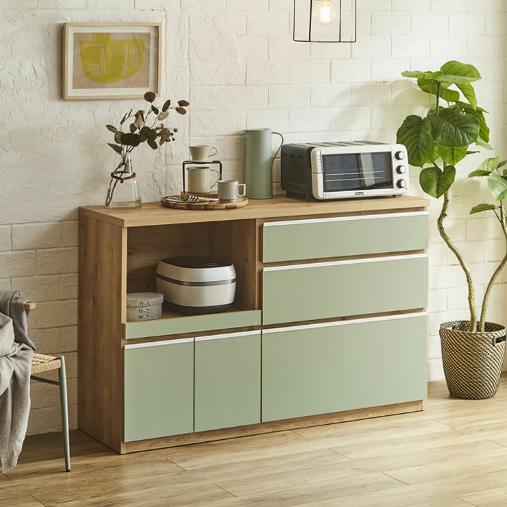 ♻️食器棚 こだわりカラーで見た目上品なのに収納力抜群 ロータイプ食器棚