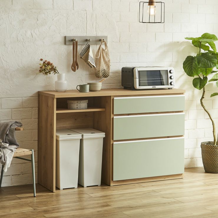 こだわりカラーで見た目上品なのに収納力抜群 ロータイプ食器棚