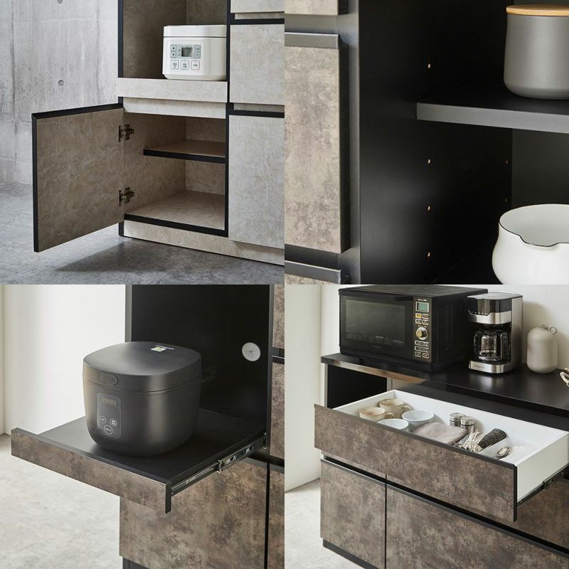 ストーンブラック 幅159.2cm 天板ステンレス・吊り戸棚オプション