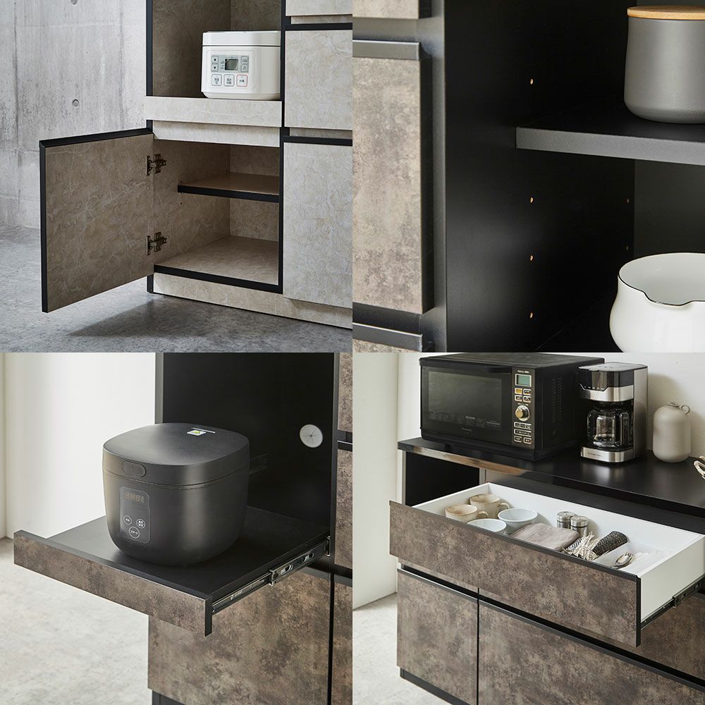 ストーンブラック 幅159.2cm 天板ステンレス・吊り戸棚オプション