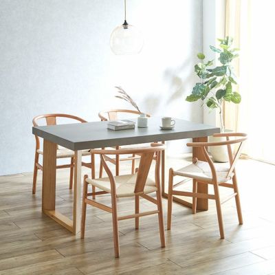 ダイニング5点セット コンクリート調のくすみグレーの天板がおしゃれ