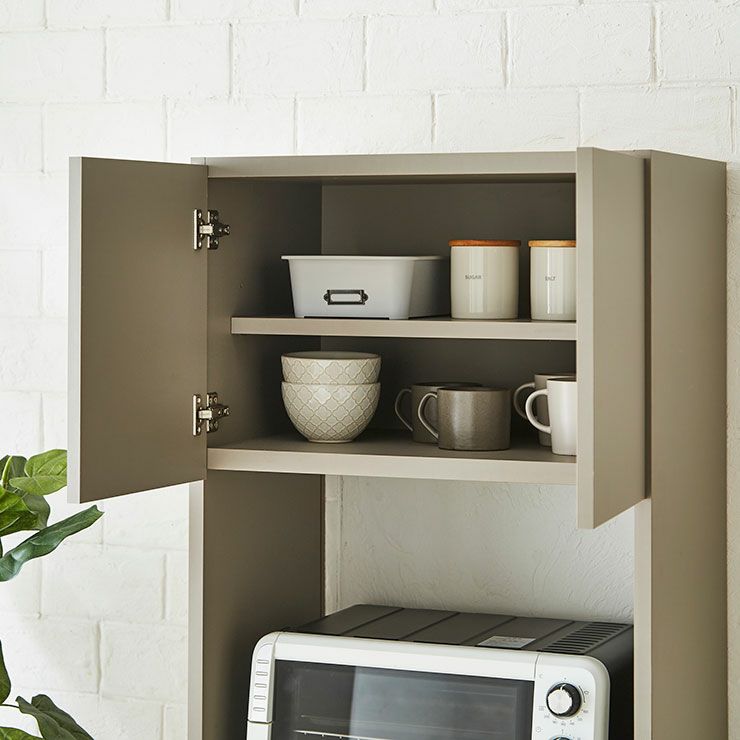 アッシュグレイの国産完成品で安心の日本製食器棚