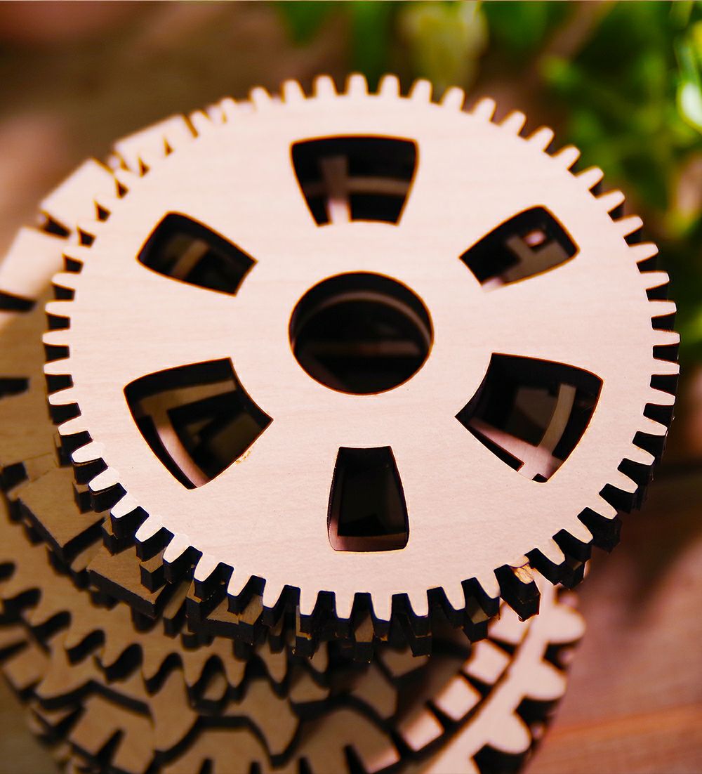 6種から選べる歯車デザイン 木製コースター 4枚セット 9cm×9cm