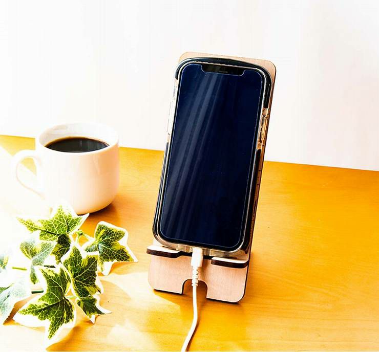 3種から選べるデザイン 木製 スマホスタンド 花柄 高さ185mm スマホ
