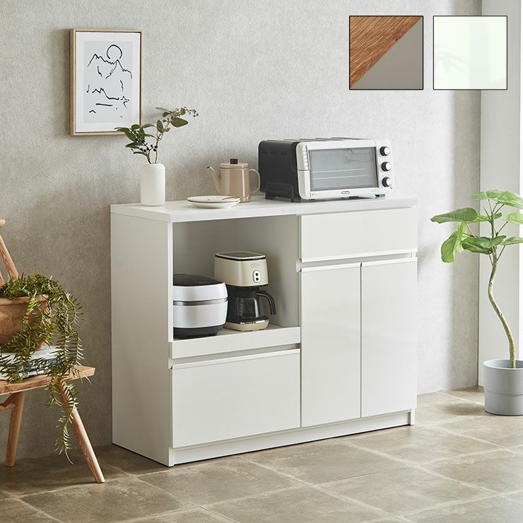 キッチンカウンター カウンター 完成品 120cm オープンラック キッチン収納 国産 ロータイプ 幅120cm 奥行50cm 台所収納 キッチンボード  カップボード 引出し ス : ok-261 : Greenファクトリー - 通販 - Yahoo!ショッピング