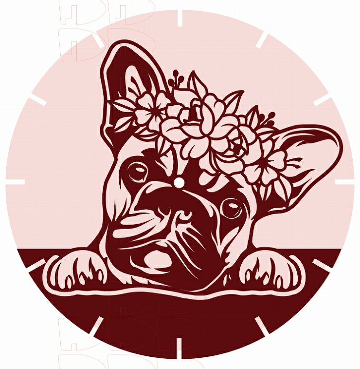 木製壁掛け時計 犬 イヌ フレンチブルドッグ ミニチュアダックス