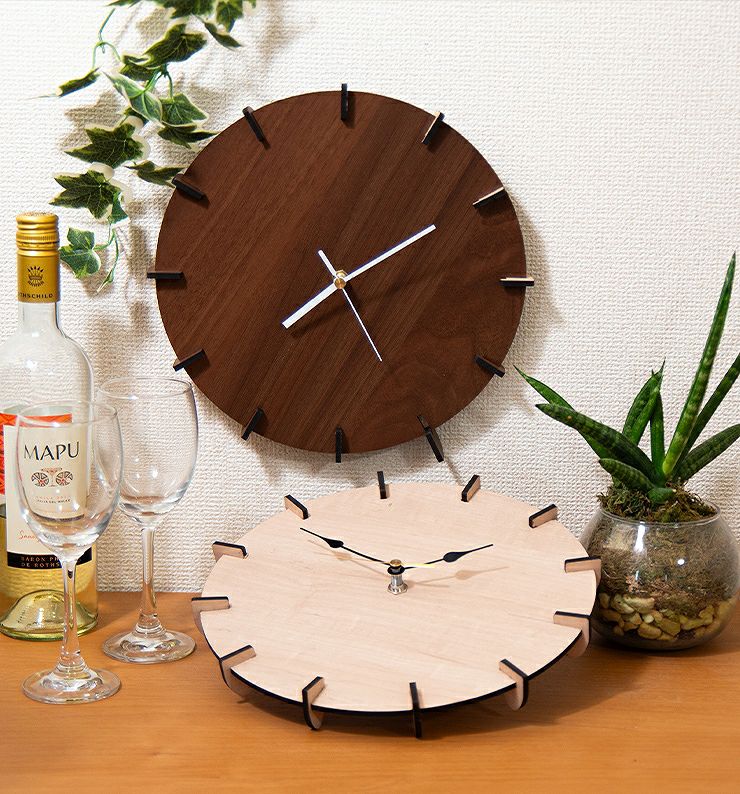 木製壁掛け時計 シンプル 無地 ウォールクロック 壁時計 時計011