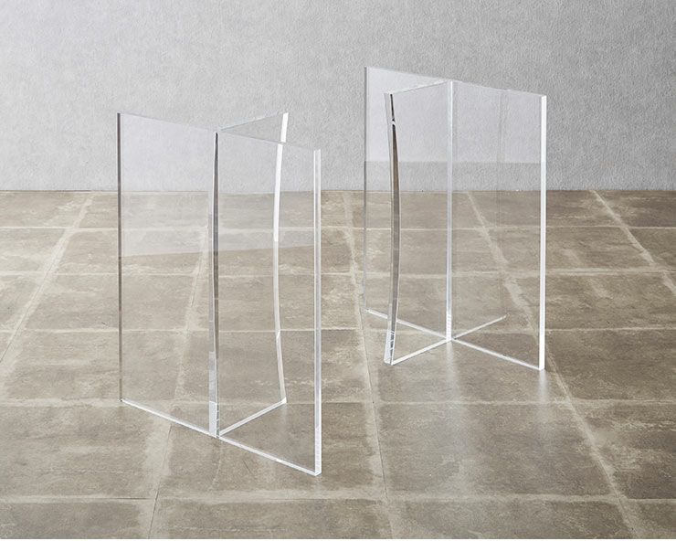 天板をのせるだけで完成 スタイリッシュかつ丈夫なアクリル素材 テーブル脚単品 2脚セット