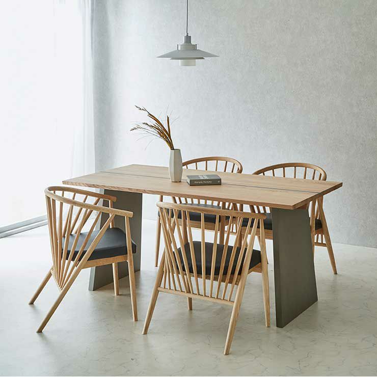 ハープ 5点セット テーブル160cm+チェア4脚