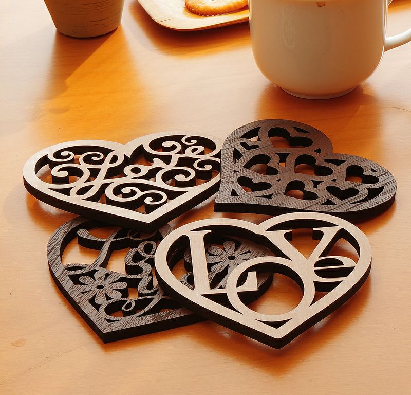 ToHeart2 コラボカフェ ハート型コースター 20枚セット コースター 4枚セット 木製 4種から選べるデザイン ハート形