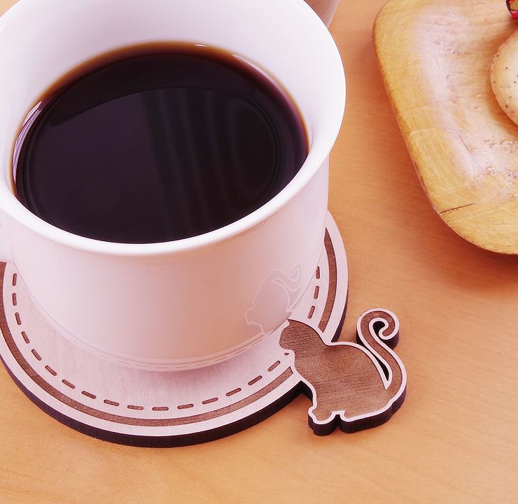 コースター 3枚セット 木製 絵柄が見える 4種から選べる デザイン 猫