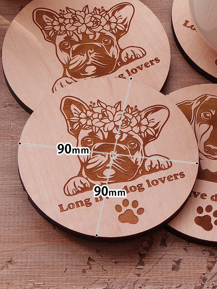 コースター 4枚セット 木製2種からミニチュアダックスフンド フレンチ