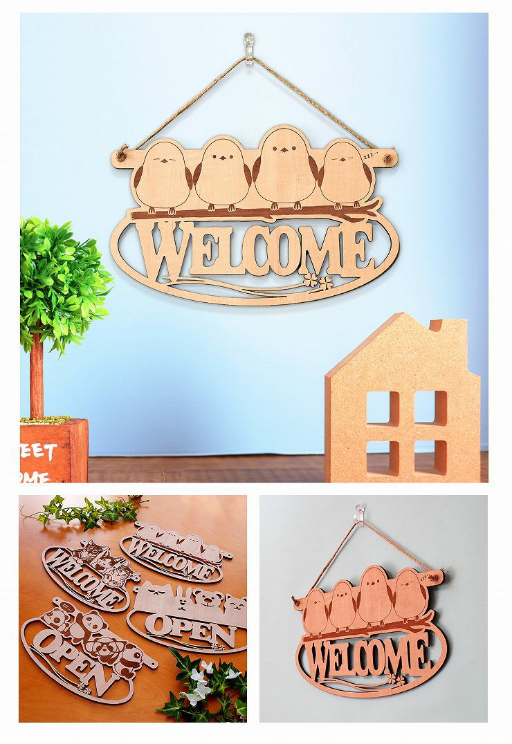 ドアプレート 木製 約20cm幅 ルームプレート ドアプレート002 | セミ