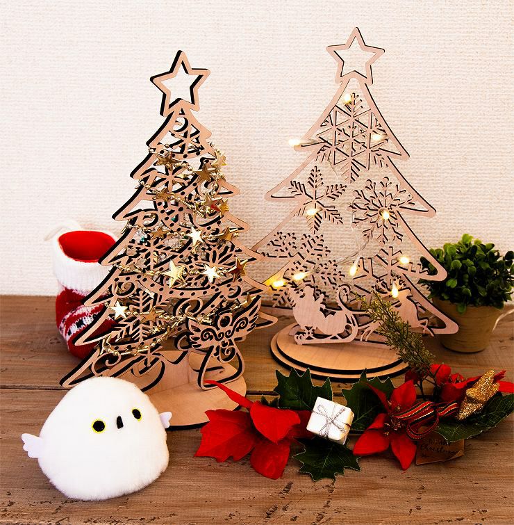 クリスマスツリー 木製 卓上サイズ 2種類から選べる 幅約20cm幅