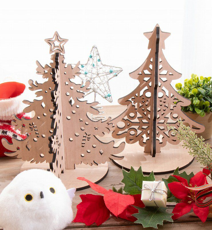 制作クリスマス 4段 クリスマスツリー 卓上 おしゃれ ハシゴクリスマスの森 と