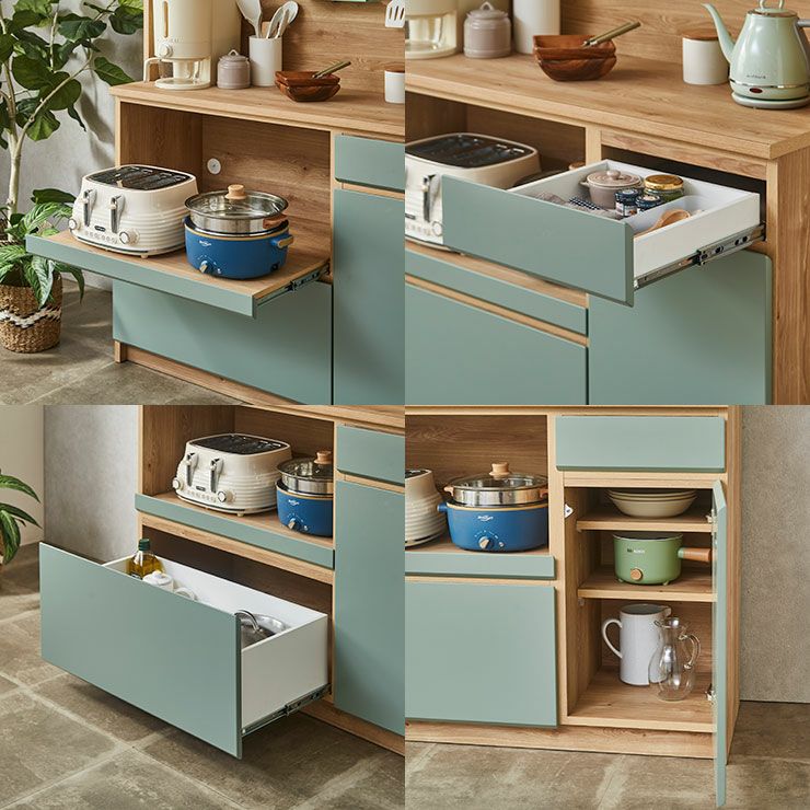 マカロンシリーズのグリーン食器棚デザイン