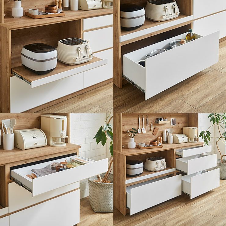 落ち着いたホワイトカラーの幅135cm食器棚カラーバリエ