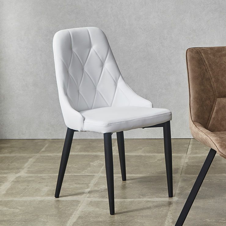 PUレザー座面のモダンチェア 2脚セット WHレザー