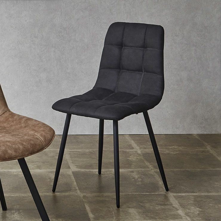 レザー風マイクロファイバー座面のモダンチェア 2脚セット