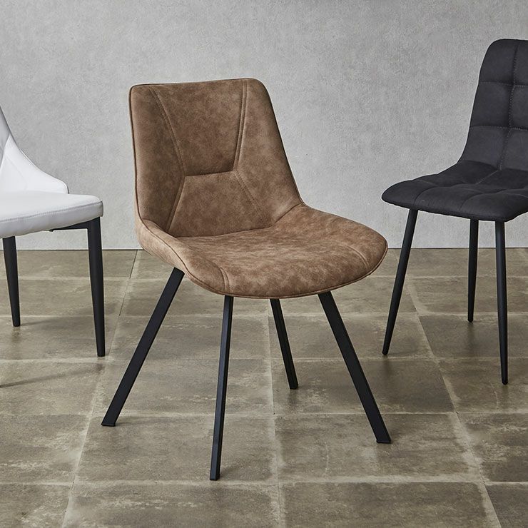 レザー風マイクロファイバー座面のモダンチェア 2脚セット BEファブリック