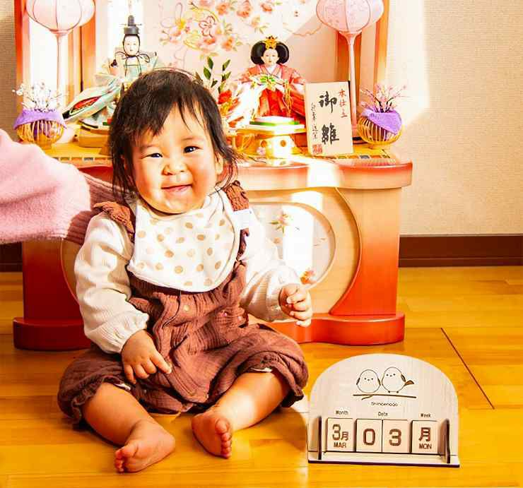 木製卓上カレンダー 万年カレンダー シマエナガ カレンダー010 | セミ